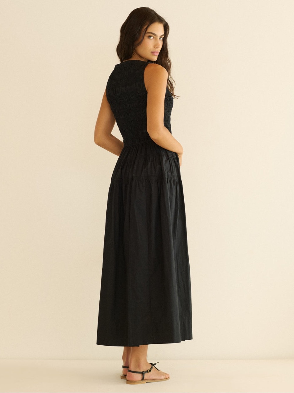 DOEN Melie Shirred Paneled Pleated Organic Cotton-Poplin Midi Dress Size L - Picture 9 of 16